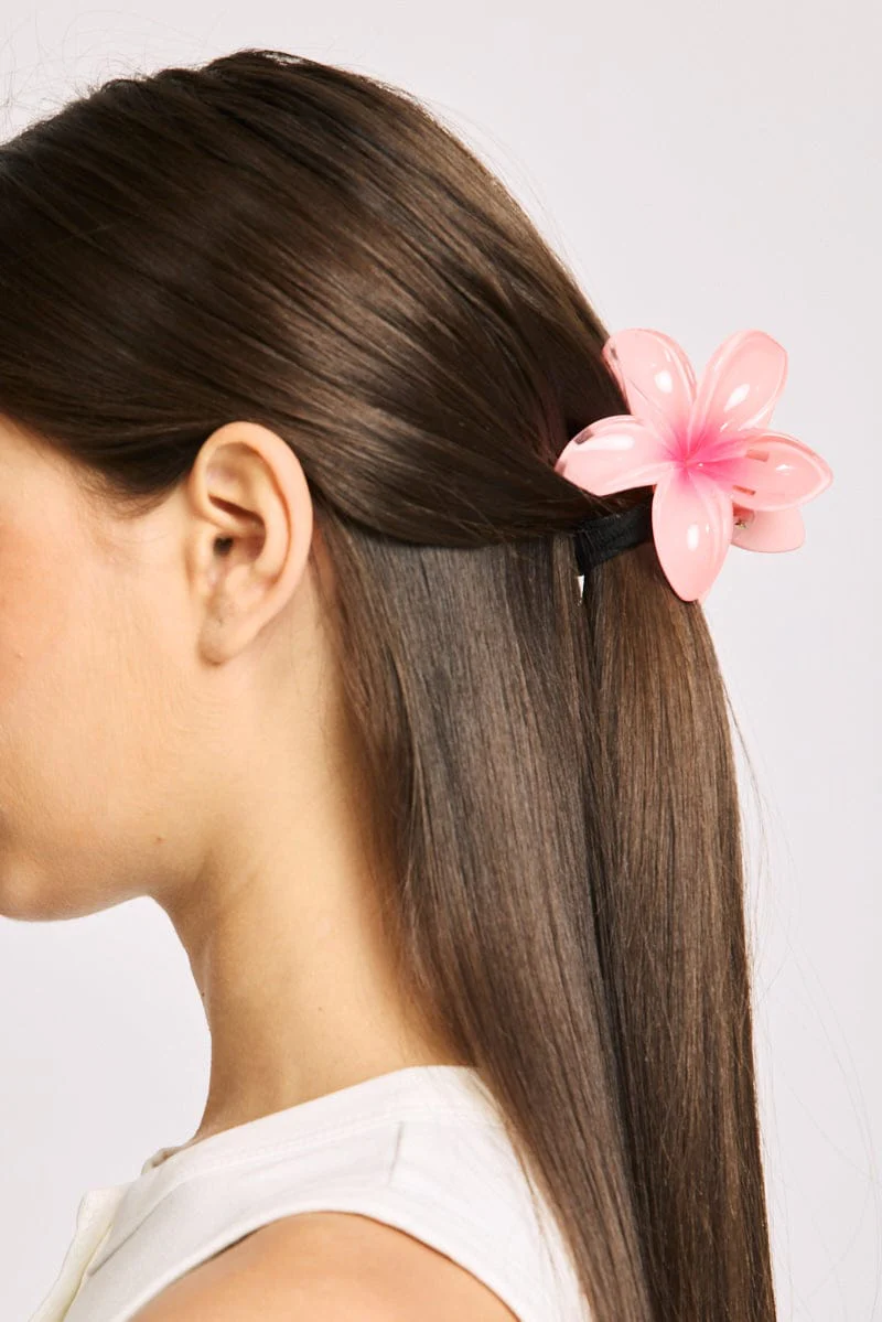Pink Flower Claw Clip - Image 2