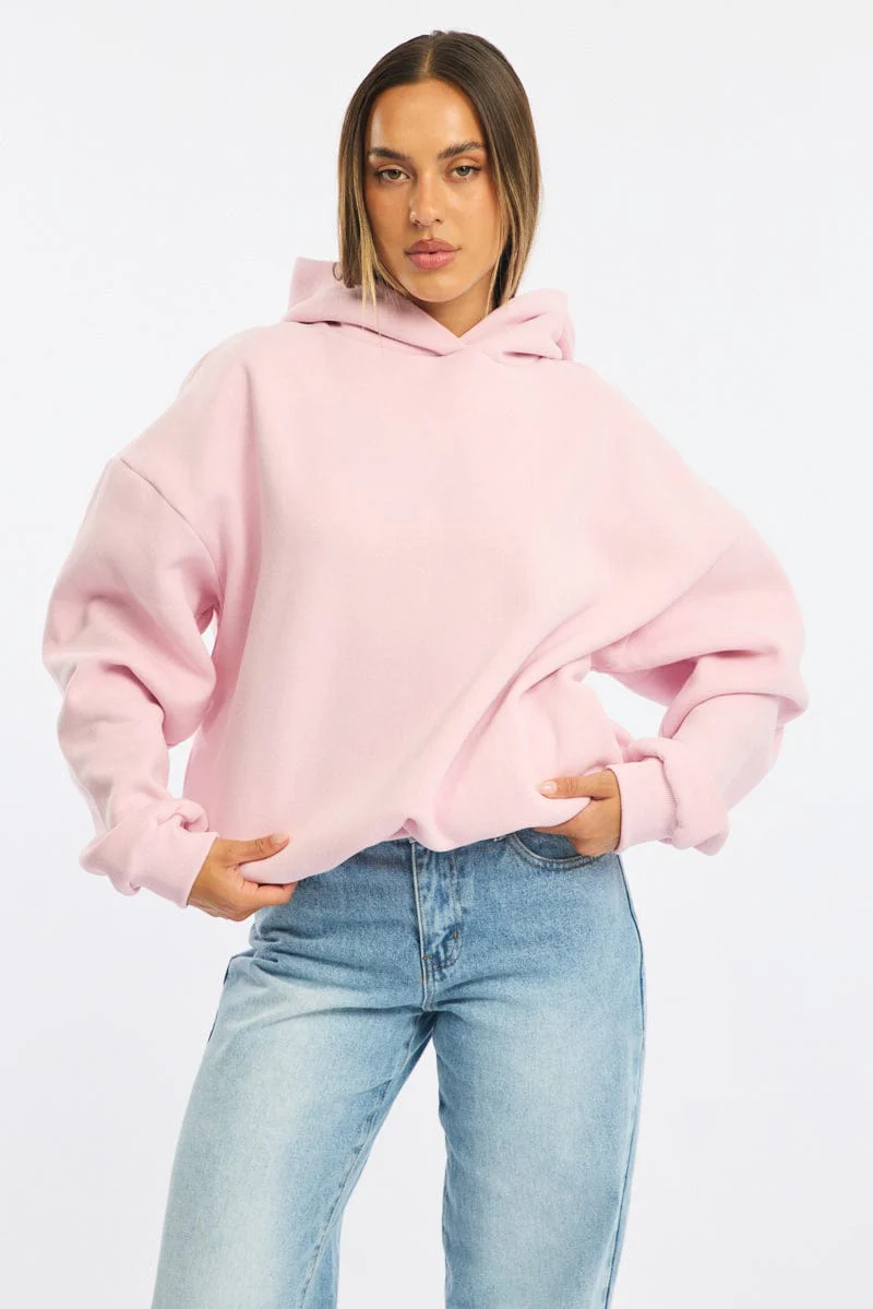 Pink Graphic Hoodie Sweater Long Sleeve - Image 3