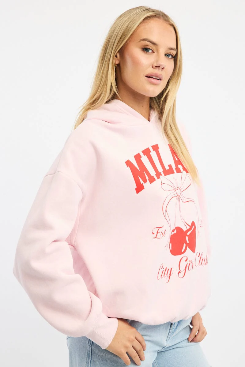 Pink Graphic Sweater Long Sleeve - Image 3