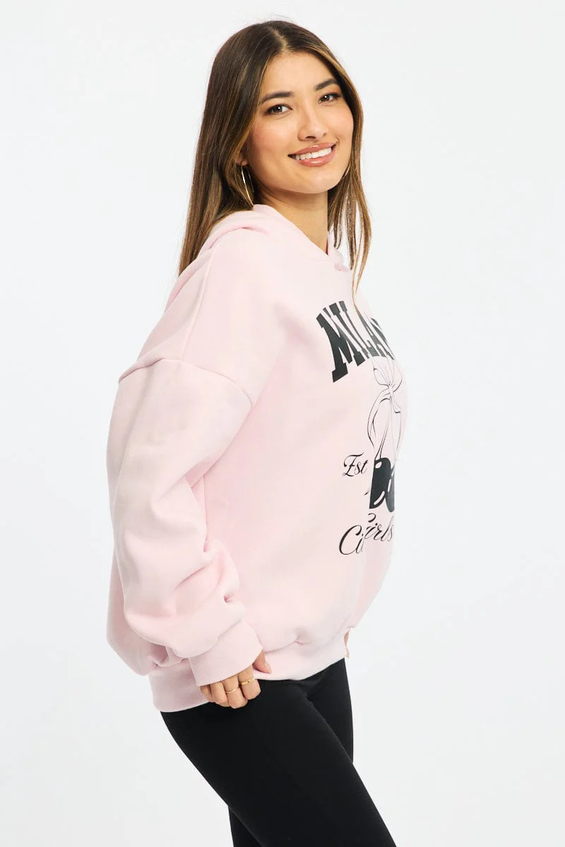 Pink Graphic Sweater Long Sleeve - Image 3