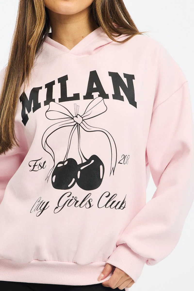 Pink Graphic Sweater Long Sleeve - Image 5