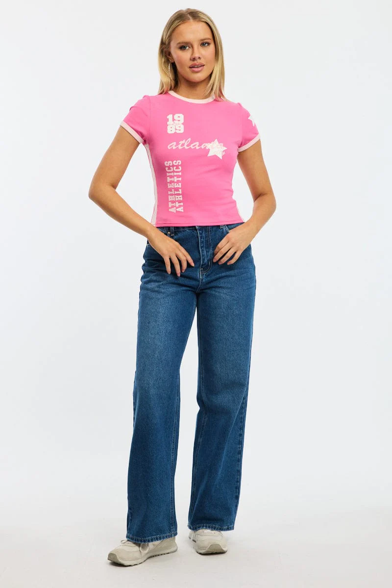 Pink Graphic Tee Short Sleeve - Image 2
