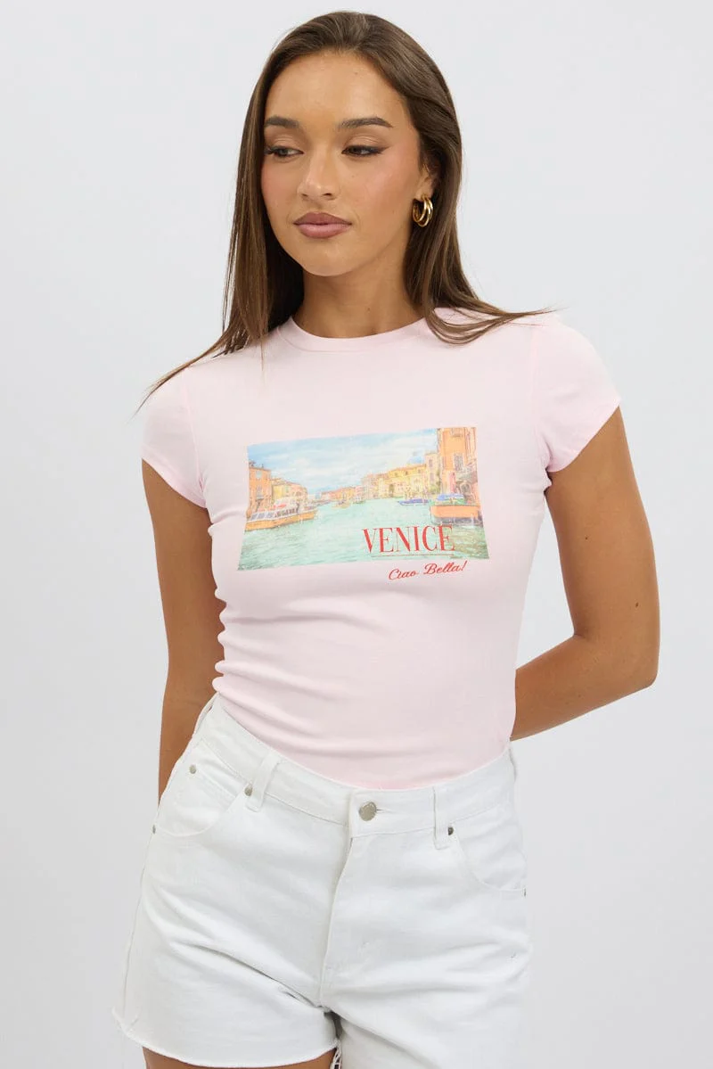 Pink Graphic Tee Short Sleeve - Image 3