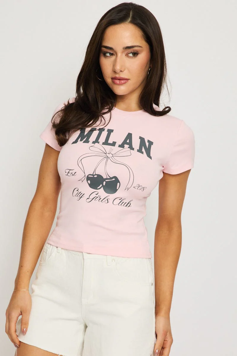 Pink Graphic Tee Short Sleeve