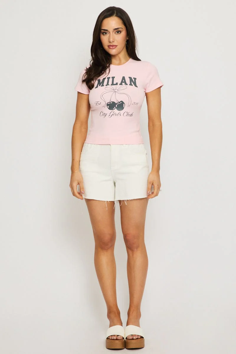 Pink Graphic Tee Short Sleeve - Image 2