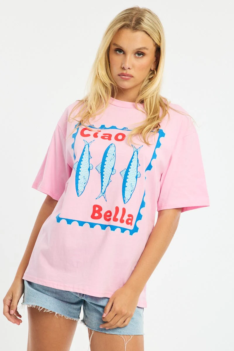 Pink Graphic Tee Short Sleeve