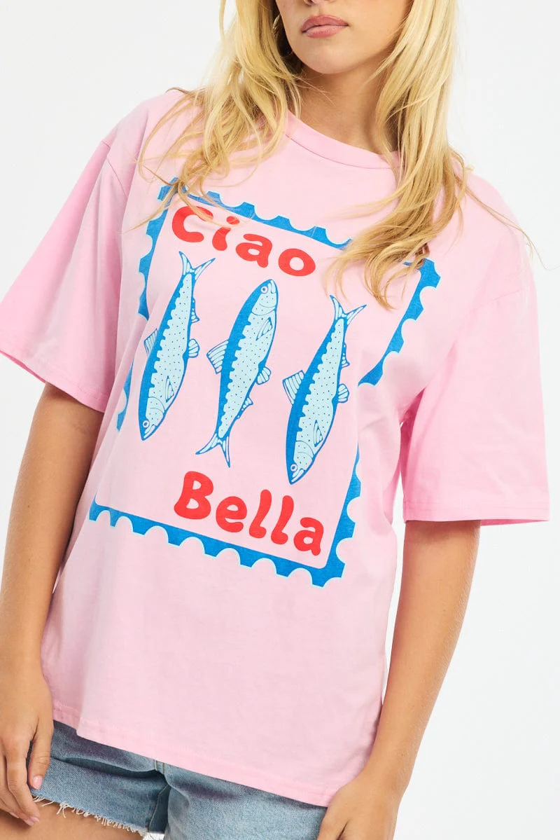 Pink Graphic Tee Short Sleeve - Image 5
