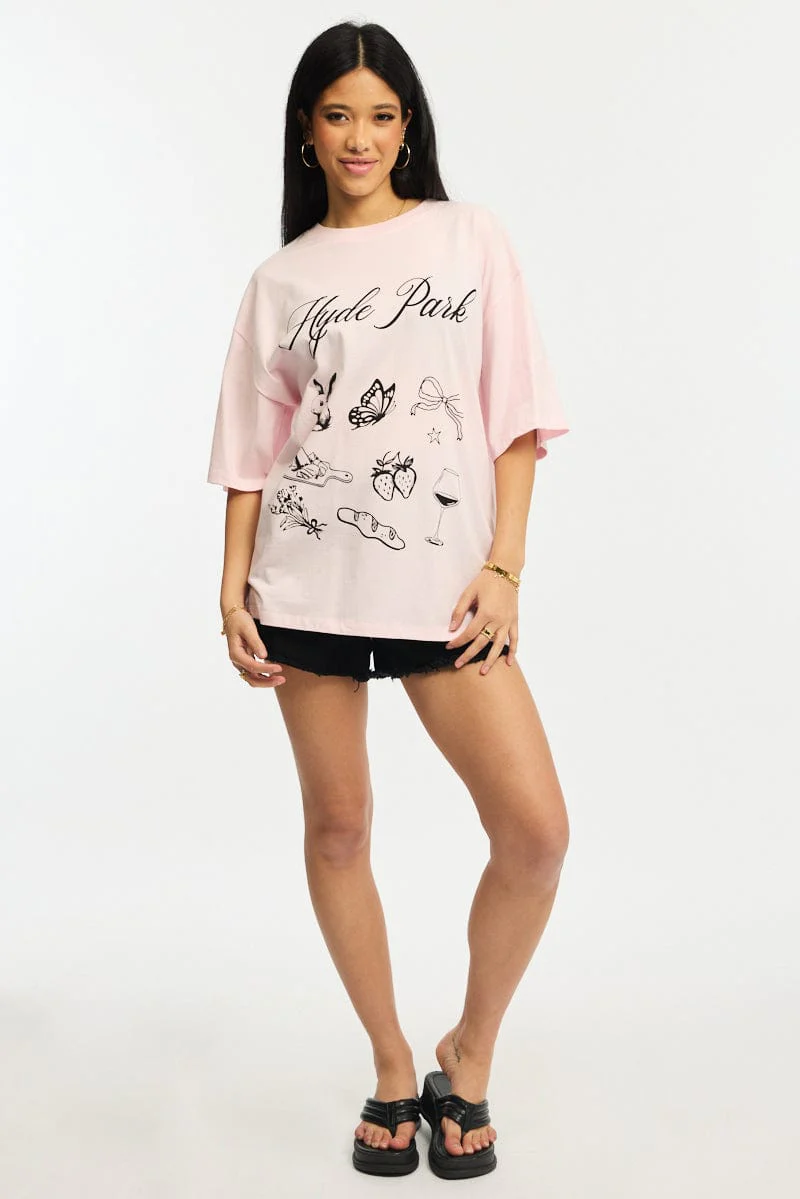 Pink Graphic Tee Short Sleeve - Image 2