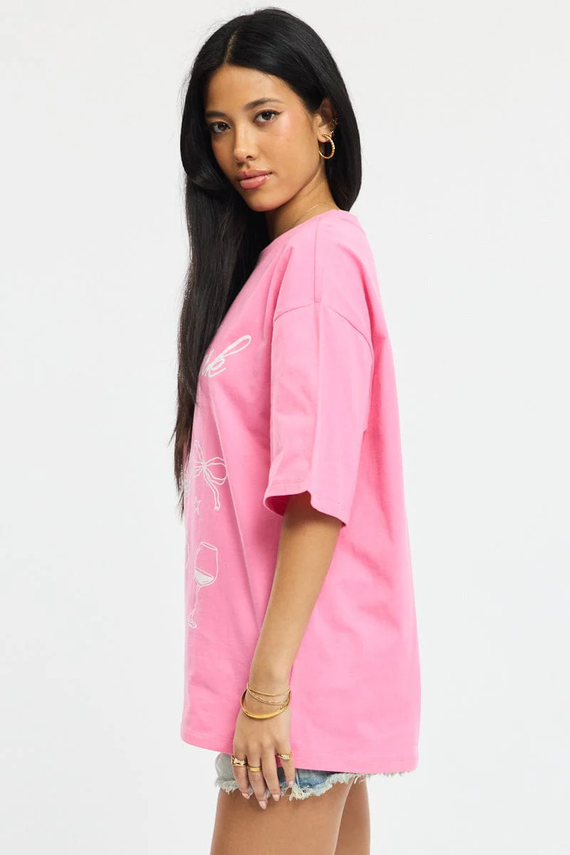 Pink Graphic Tee Short Sleeve - Image 3