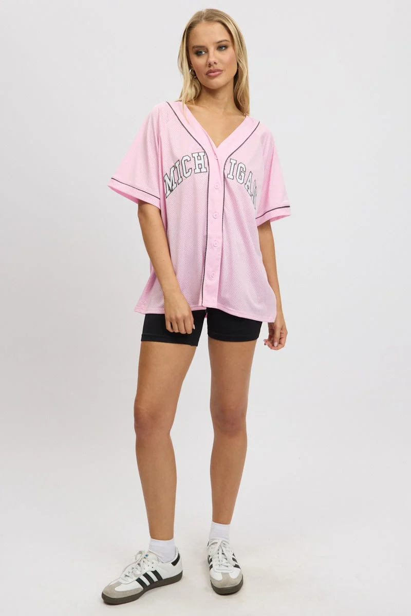 Pink Graphic Top Oversized Short Sleeve - Image 2