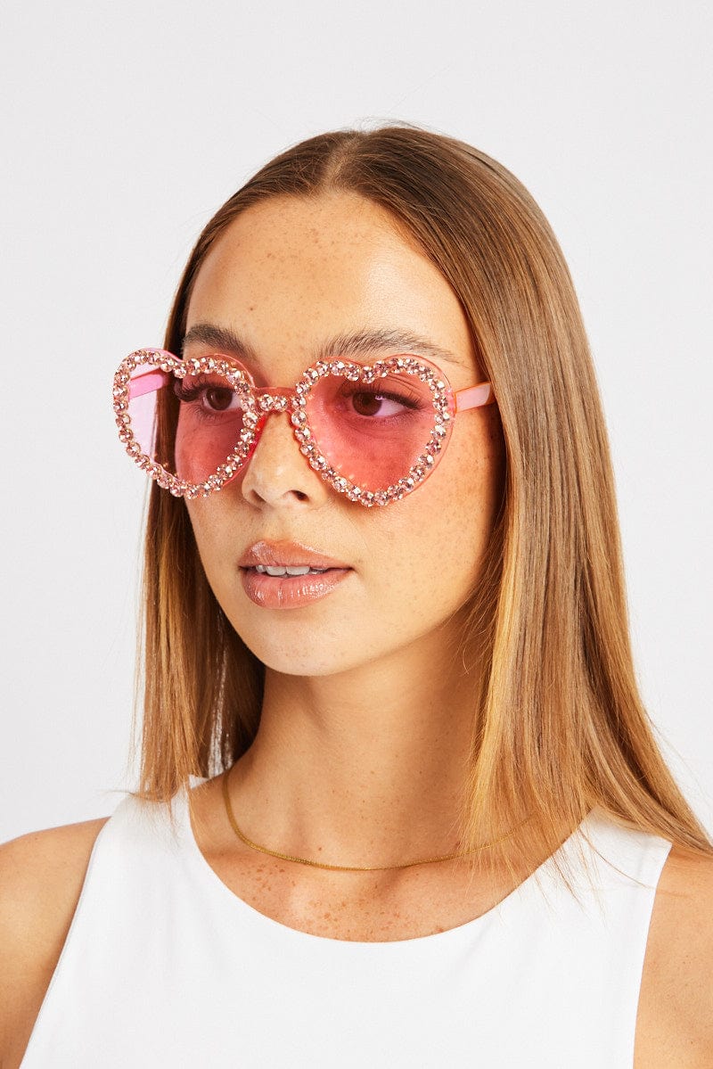 Pink Heart Sunglasses