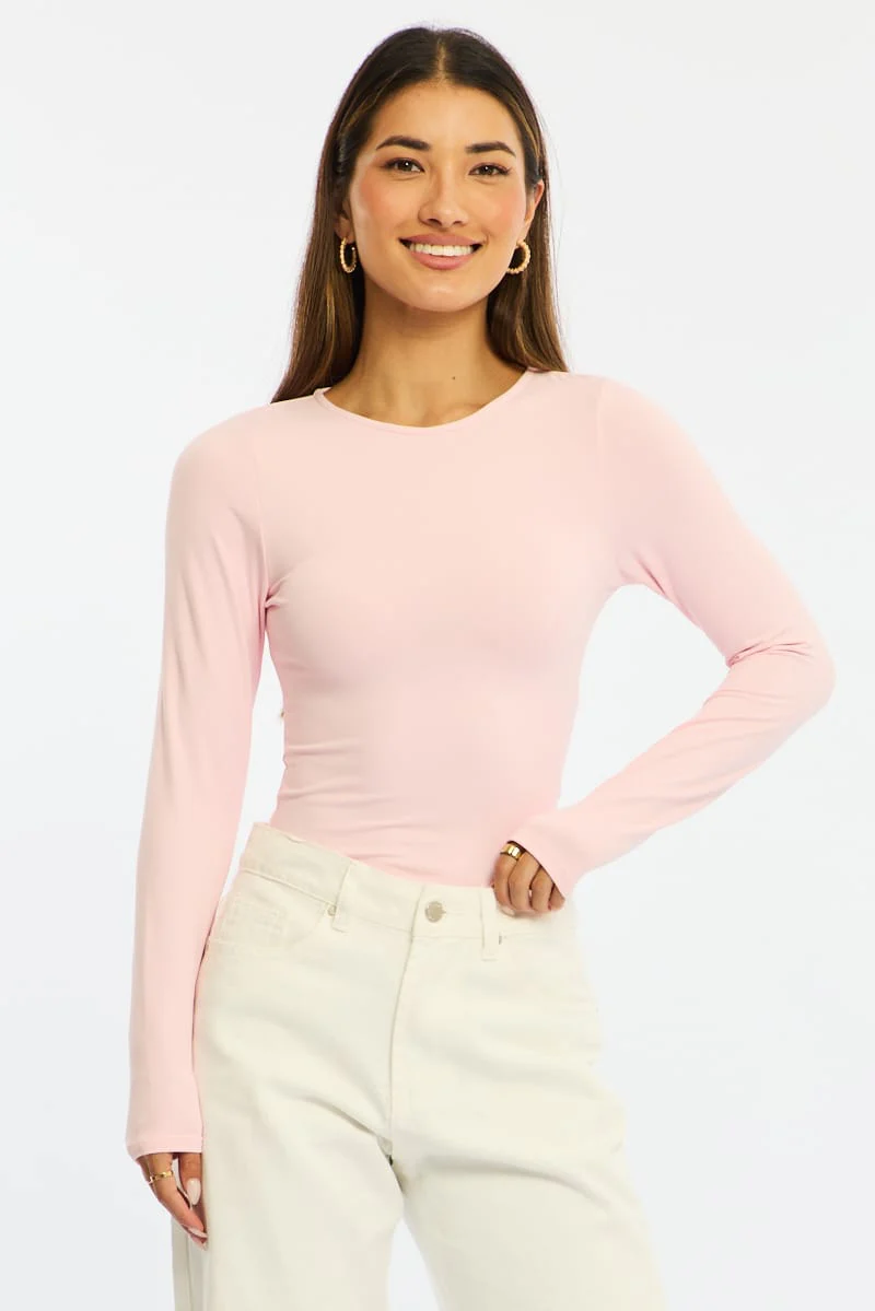 Pink Long Sleeve Supersoft Top - Image 4