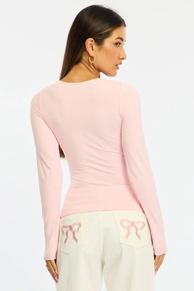Pink Long Sleeve Supersoft Top - Image 6