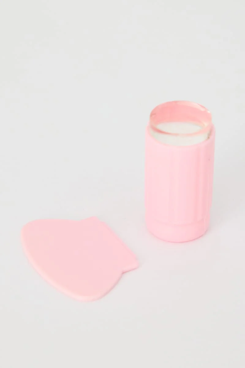 Pink Nail Art Silicone French Stamp & Scraper Set