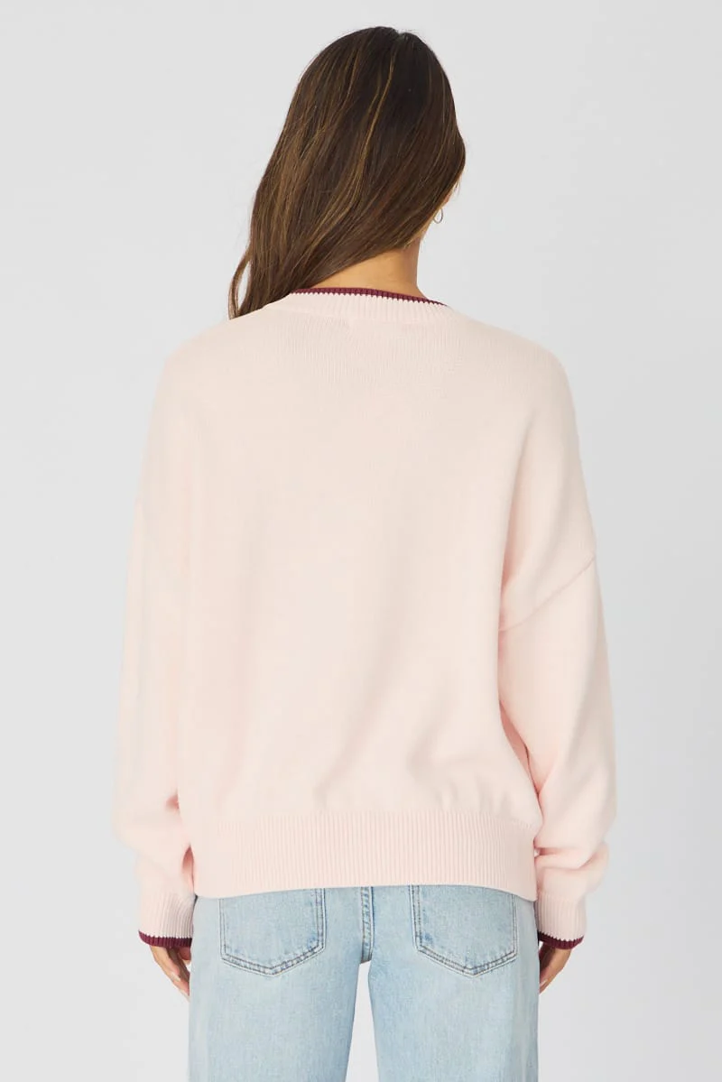 Pink Number Graphic Knit Sweater - Image 5
