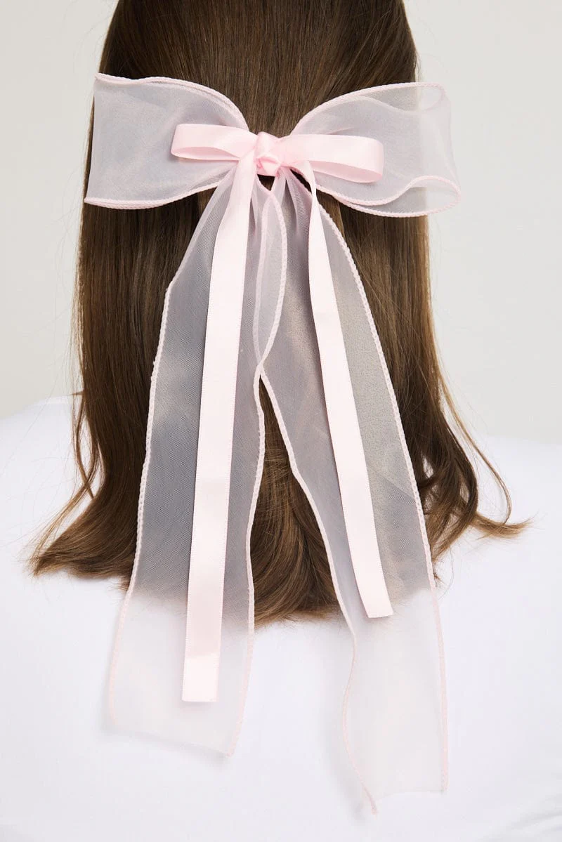 Pink Organza Hair Bow