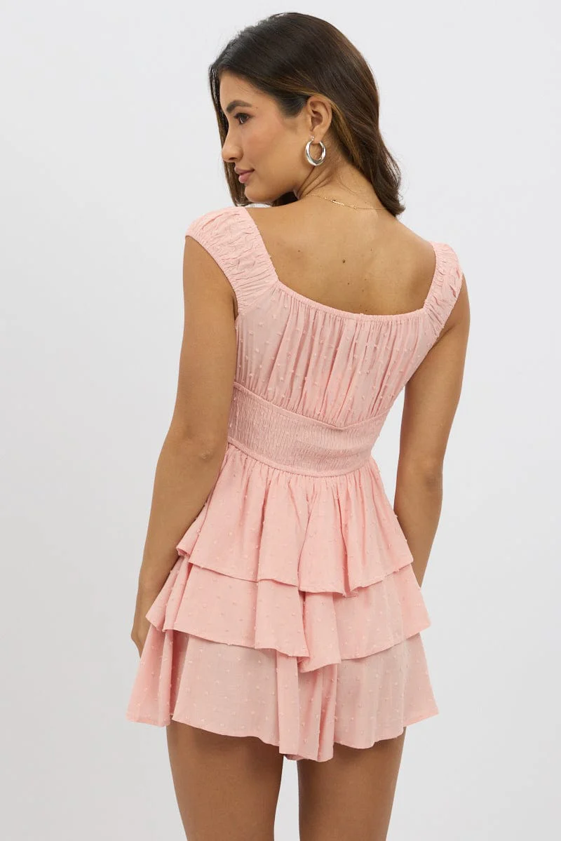 Pink Playsuit Layered Shorts - Image 5