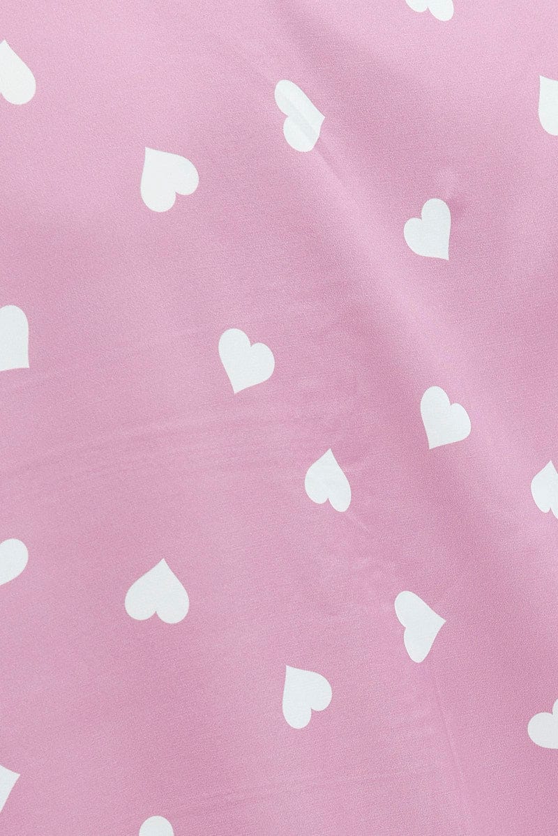 Pink Polka Dot Pink Satin Hearts Contrast Piping Pyjama Set - Image 6