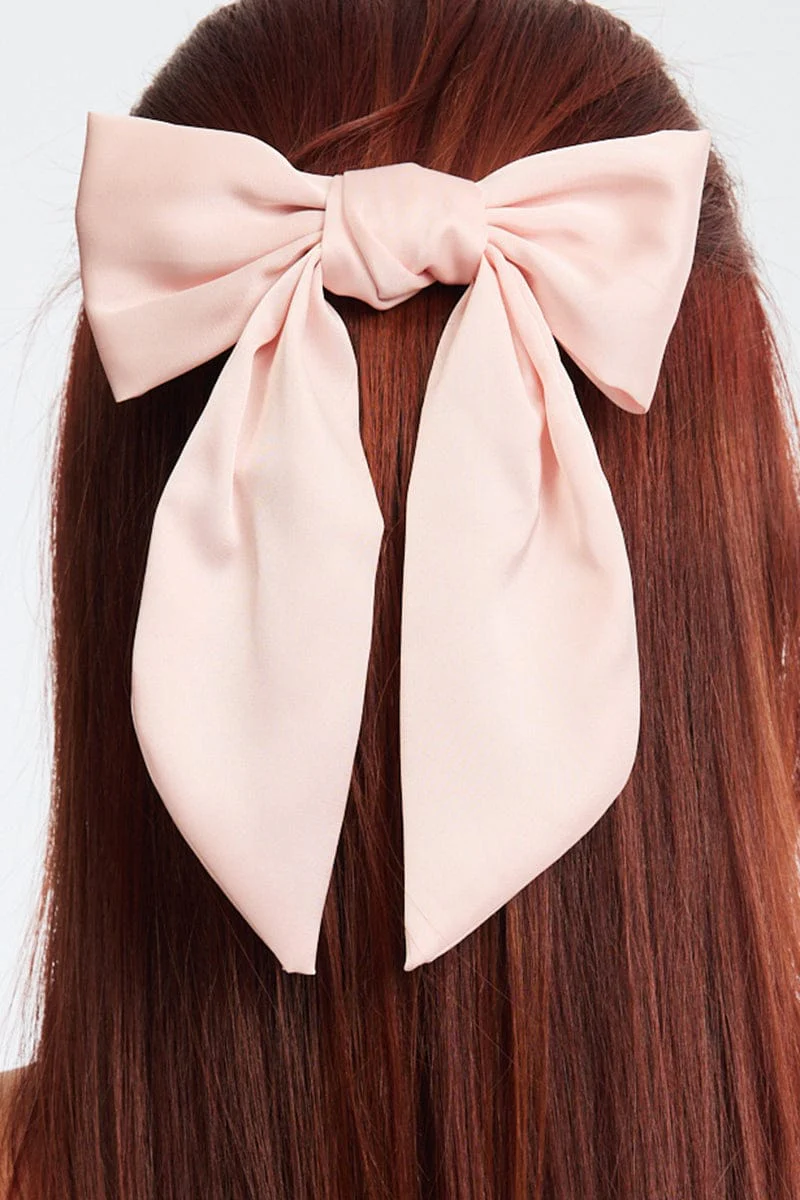 Pink Satin Hair Bow
