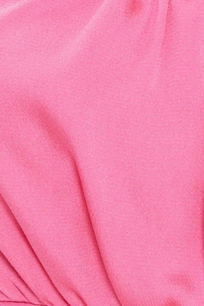 Pink Satin Ruched Singlet Crop Top - Image 5