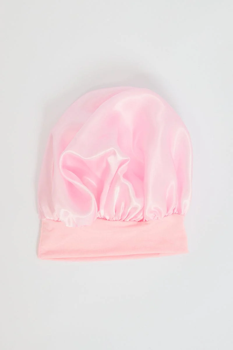 Pink Satin Sleep Hair Cap