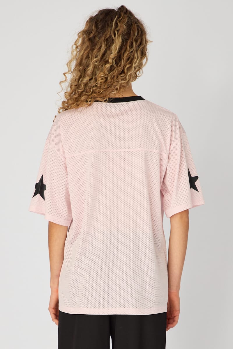 Pink Short Sleeve Oversized Vneck Graphic Tee - Image 6