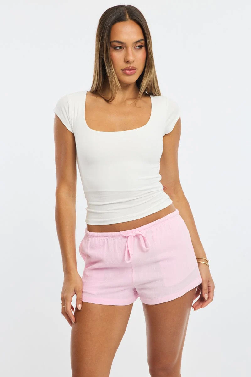 Pink Shorts Elasticated Waist - Image 3