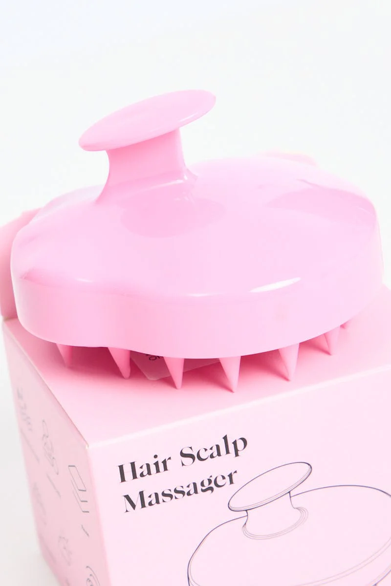 Pink Silicone Soft Scalp Massager Shampoo Brush