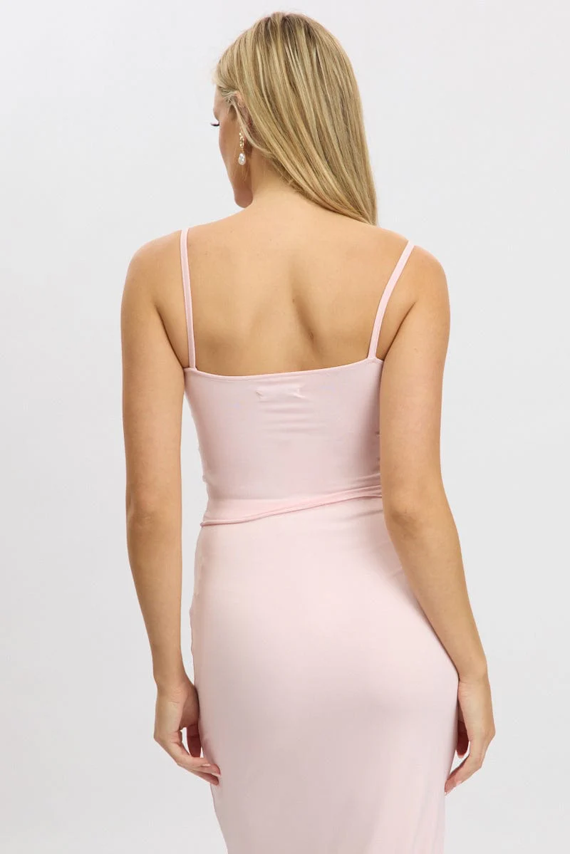 Pink Singlet Sleeveless Bow Detail - Image 5