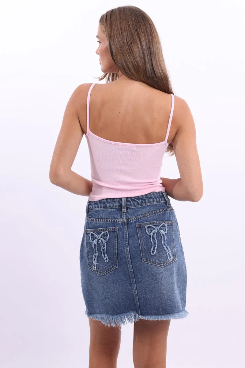 Pink Singlet Top Sleeveless Ruched Bust - Image 4