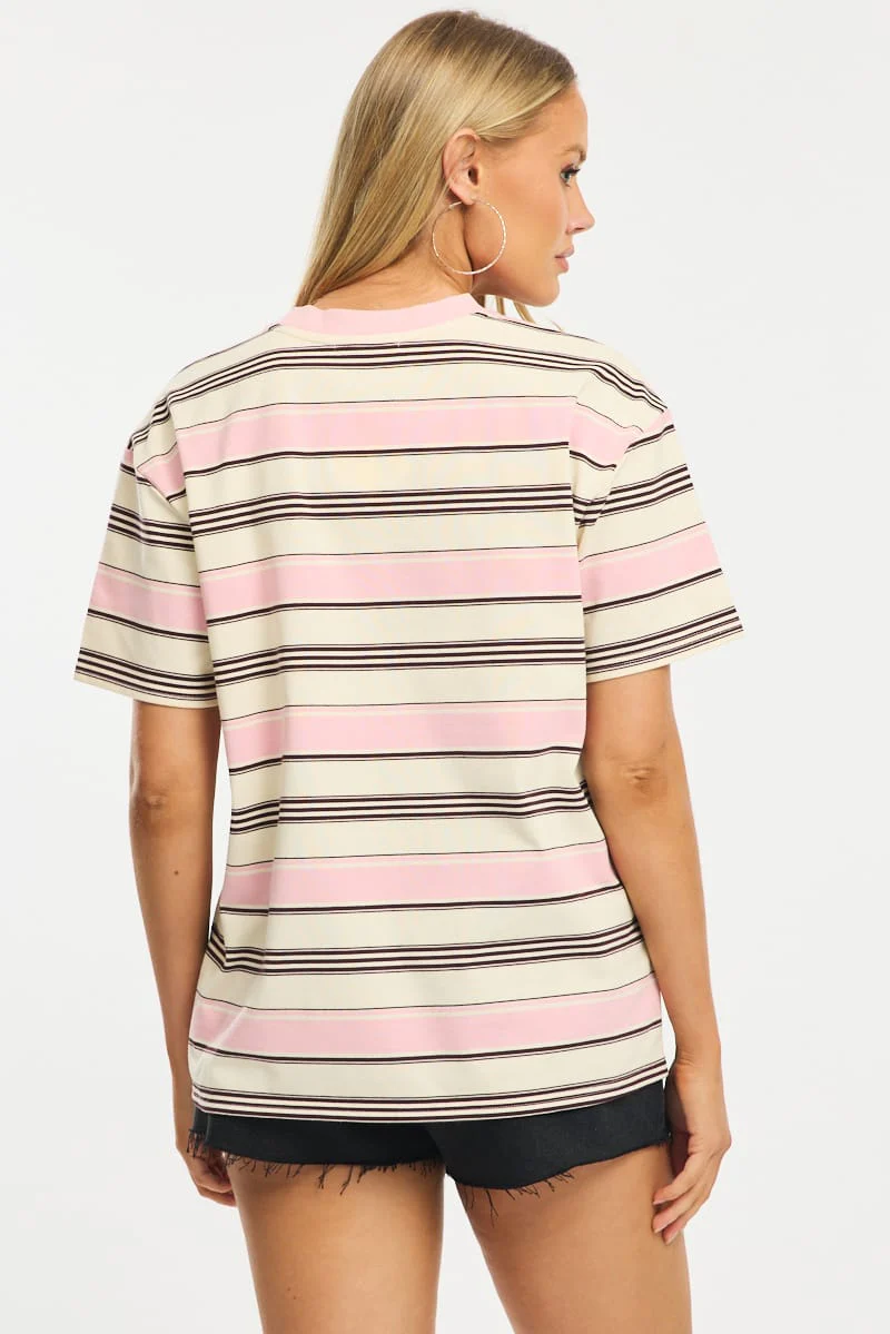 Pink Stripe Oversized Tee Short Sleeve - Image 5