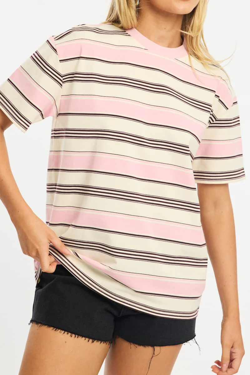 Pink Stripe Oversized Tee Short Sleeve - Image 6