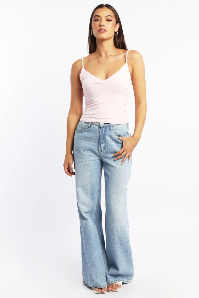 Pink Supersoft Cami Top Cross Over - Image 2
