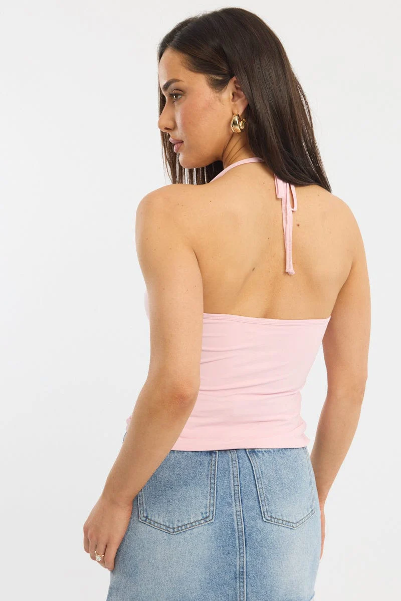 Pink Supersoft Halter Neck Top - Image 4