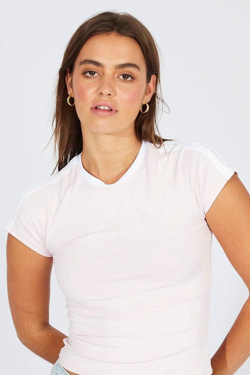 Pink Supersoft Top Short Sleeve Stripe - Image 2