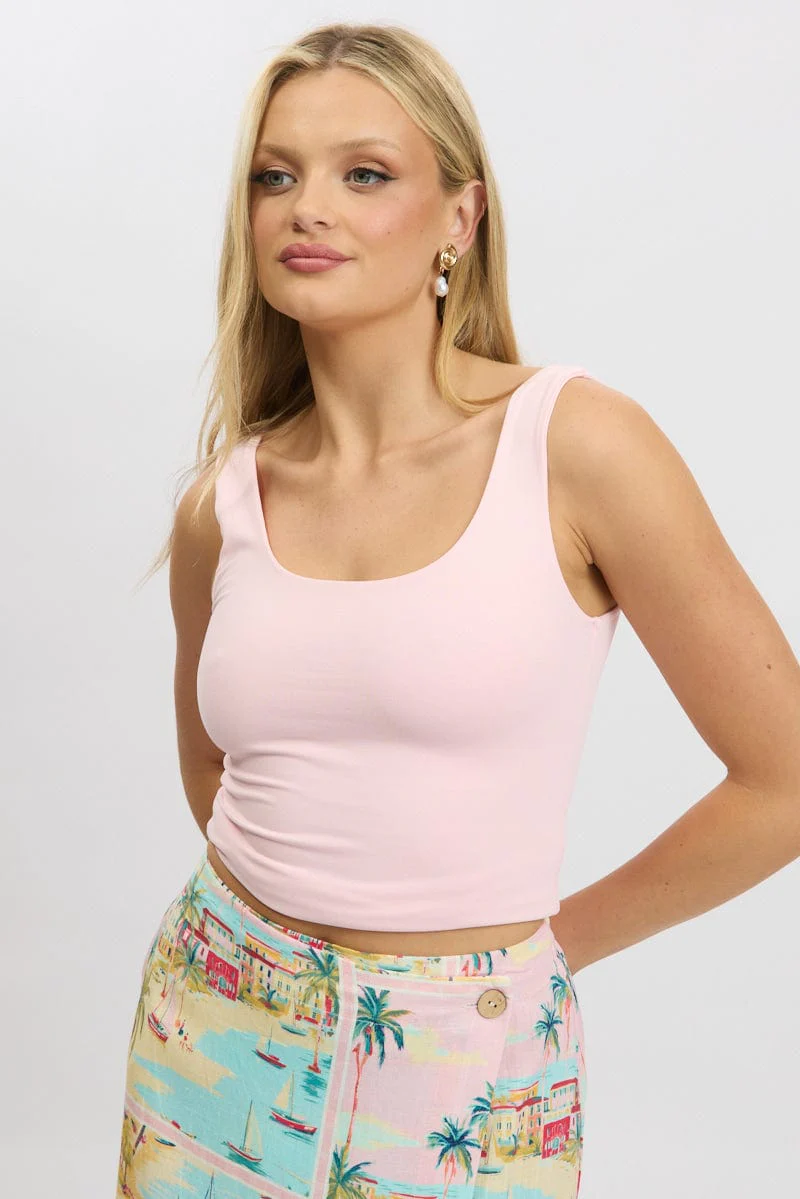 Pink Supersoft Top U Neck Sleeveless - Image 3