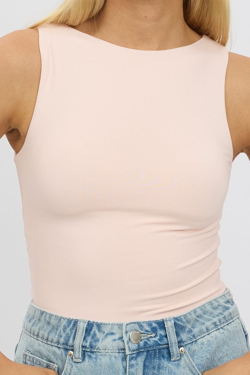 Pink Tank Top Sleeveles Boat Neck Supersoft - Image 6