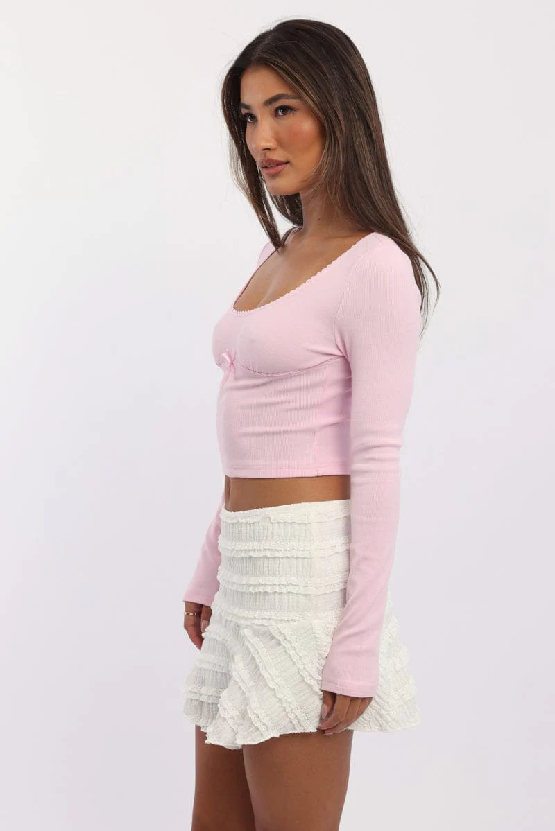 Pink Top Short Sleeve Scoop Neck Long Sleeve - Image 3
