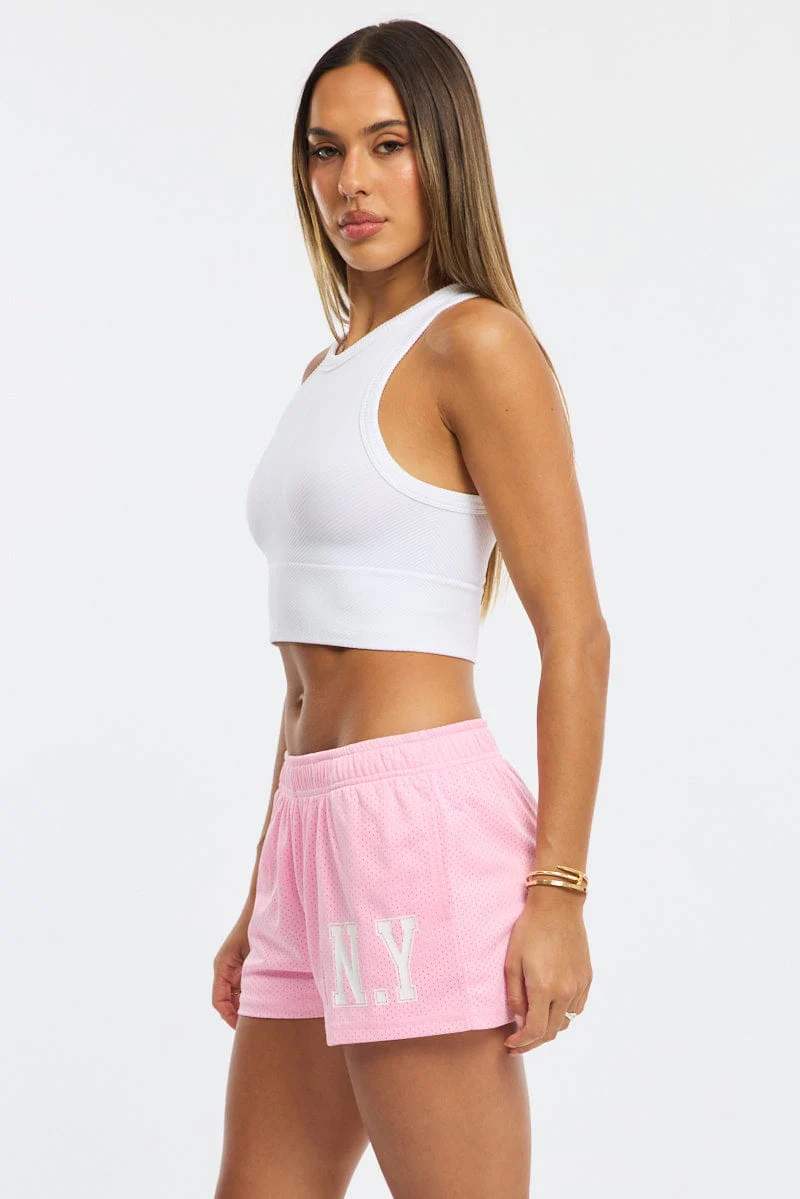 Pink Track Shorts Elasticated Waist - Image 5