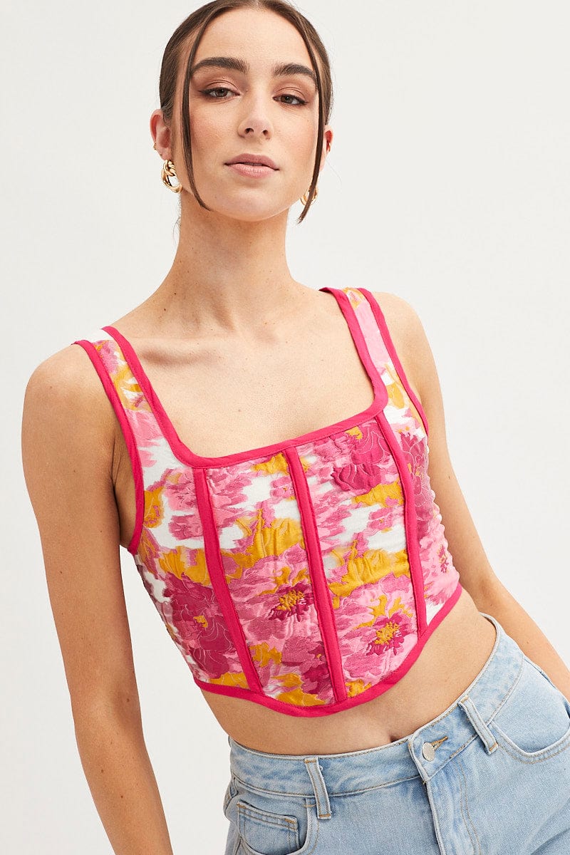 Print Corset Top Sleeveless Square Neck - Image 3