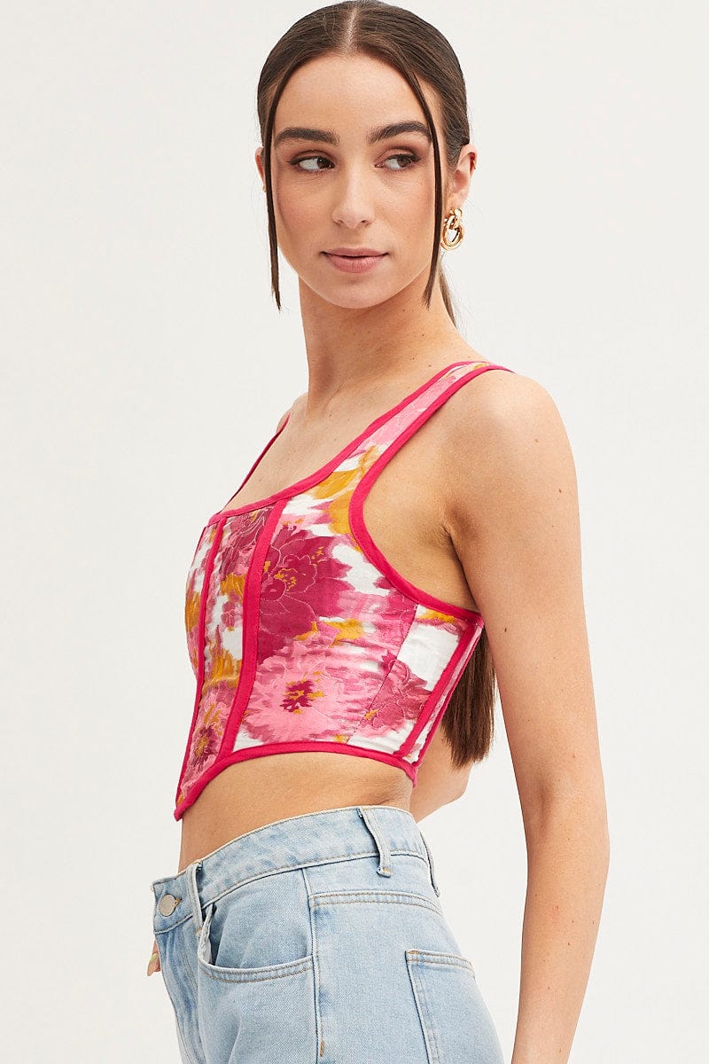 Print Corset Top Sleeveless Square Neck - Image 4