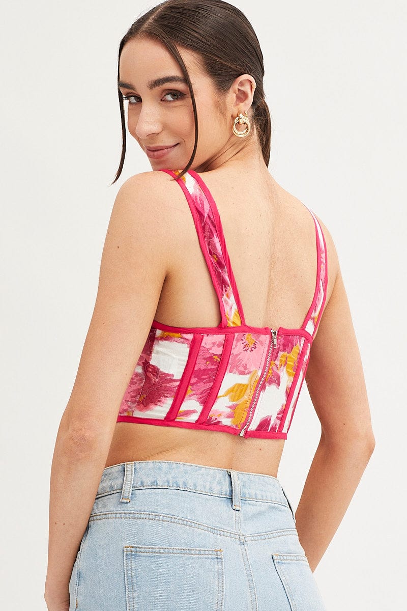 Print Corset Top Sleeveless Square Neck - Image 5