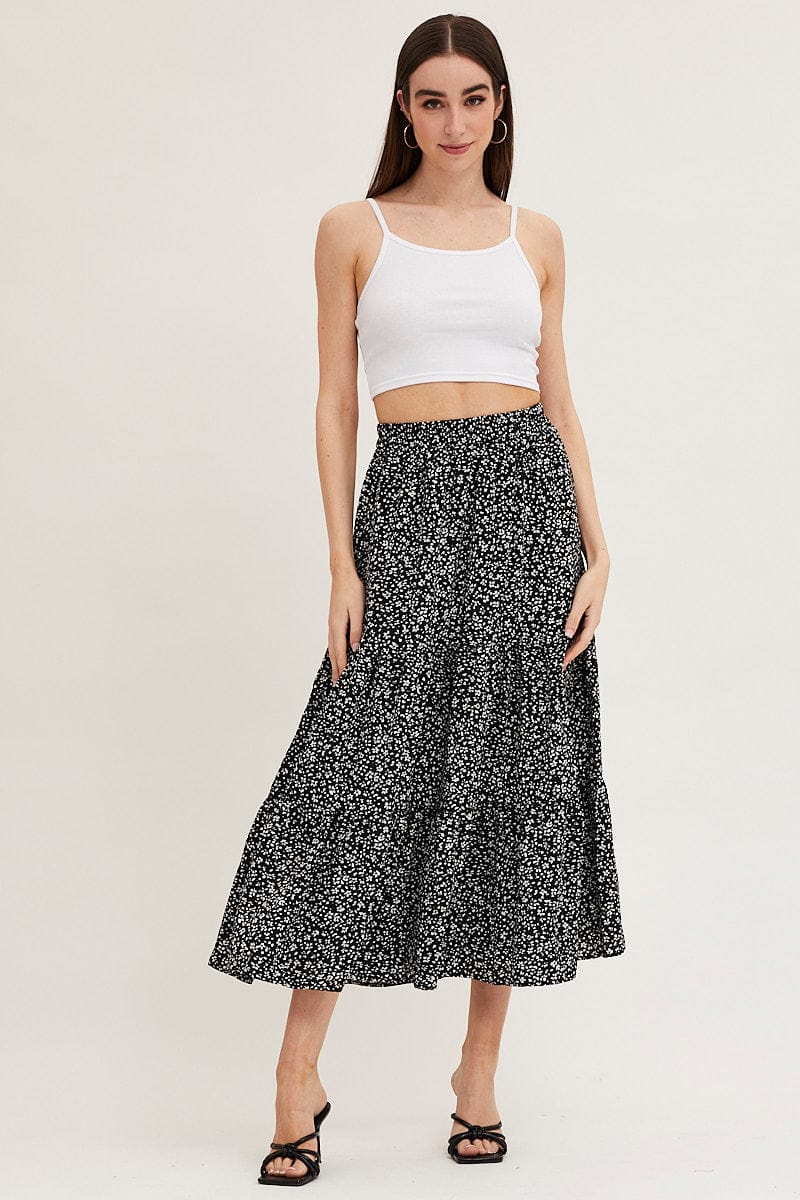 Print Maxi Skirt High Rise