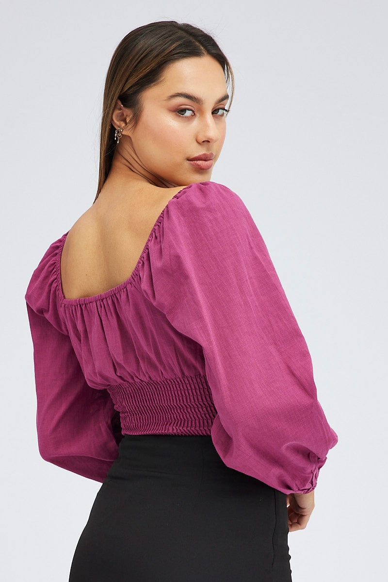 Purple Bodysuit Short Sleeve Sweetheart Neck - Image 5