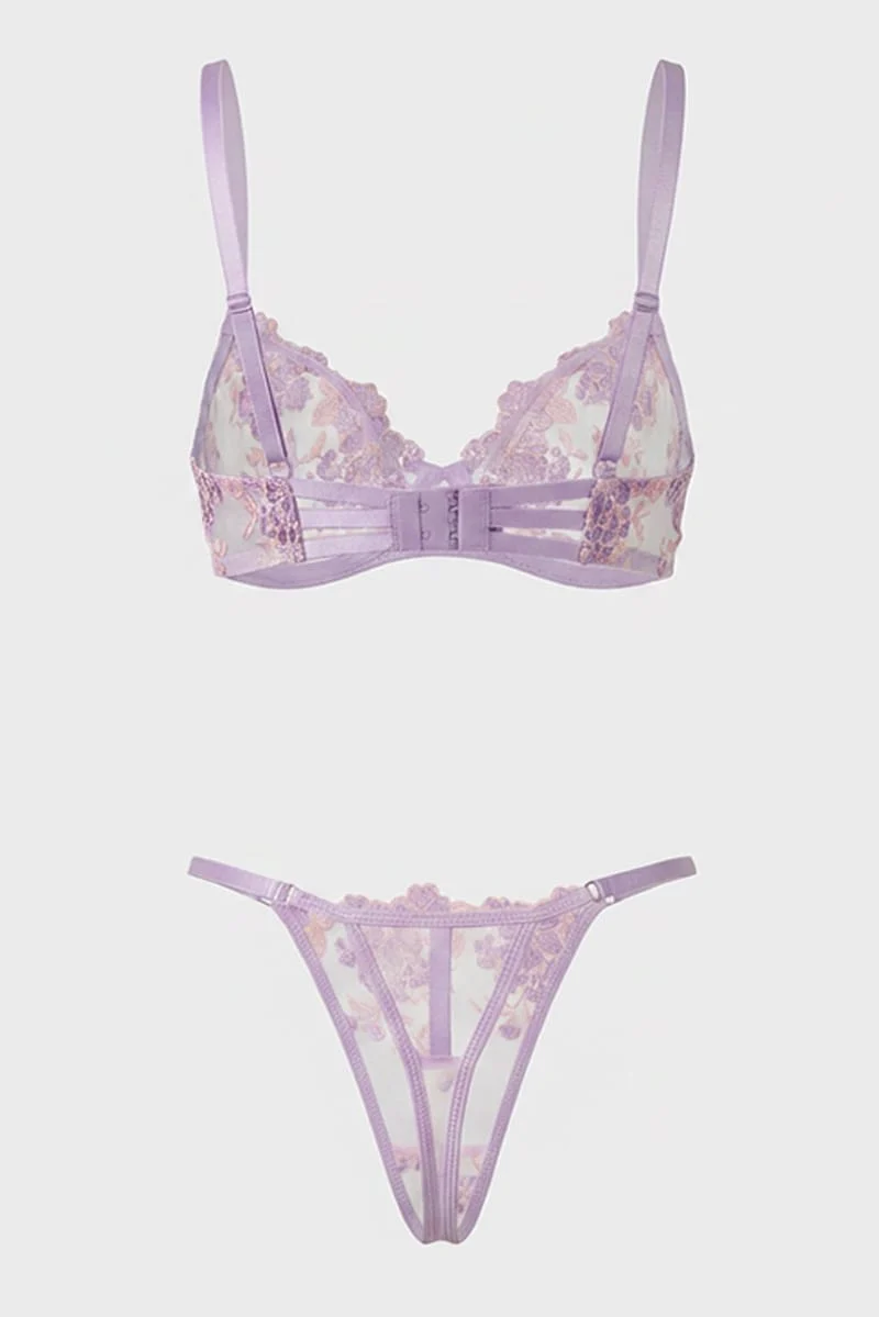 Purple Embroidery Lingerie Set - Image 2