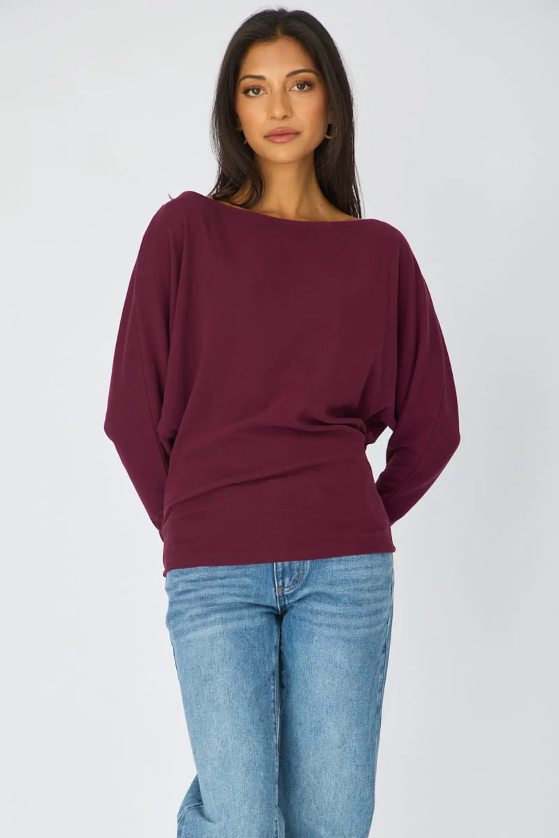 Purple Long Sleeve Top Relaxed Fit - Image 3