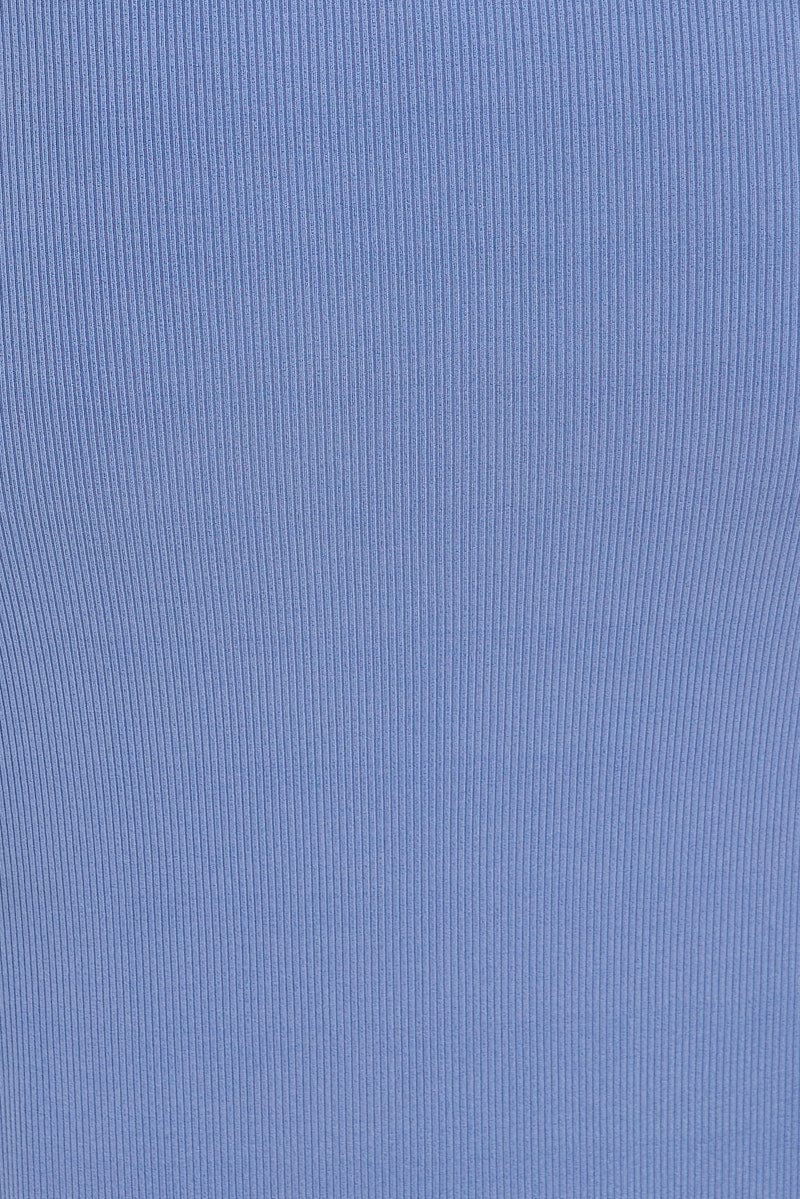 Blue Midi Skirt Bodycon Tie Contrast Ribbed - Image 6