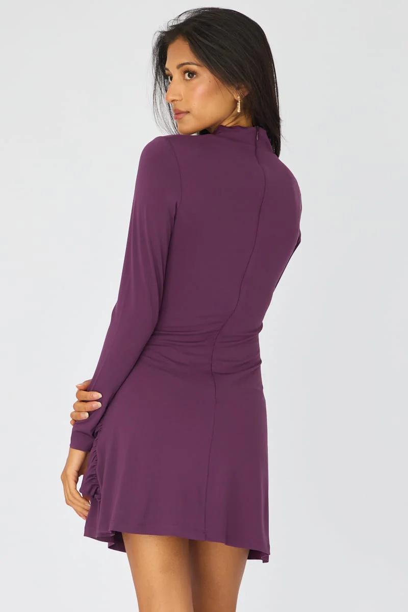 Purple Mini Dress High Neck - Image 6
