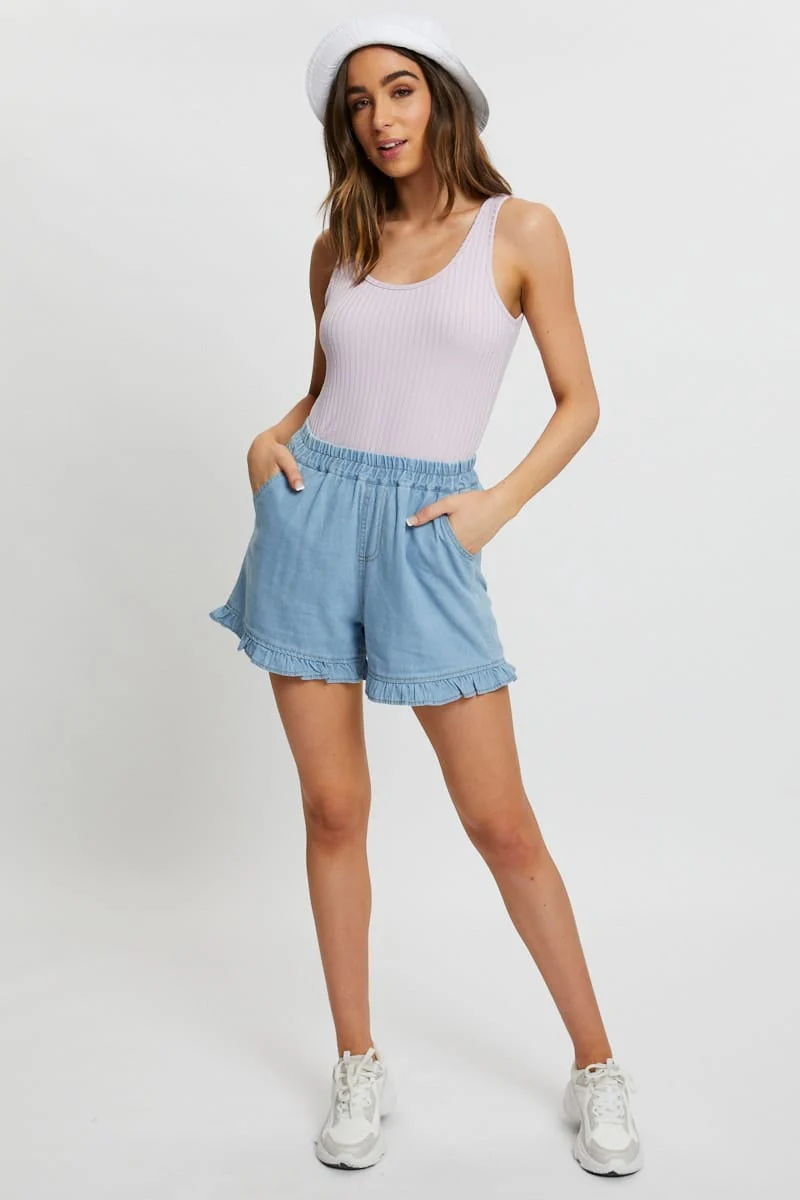 Purple Ribbed Scoop Neck Top - Image 3