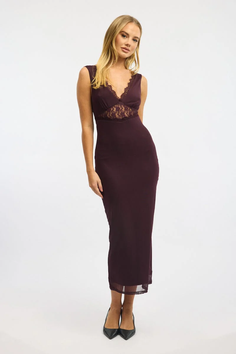 Red Bodycon Dress Sleeveless Mesh - Image 2